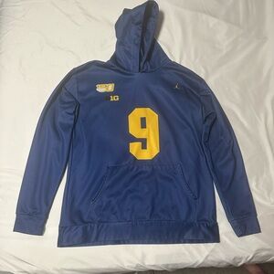 Jordan Blue Hoodie with Yellow Number 9